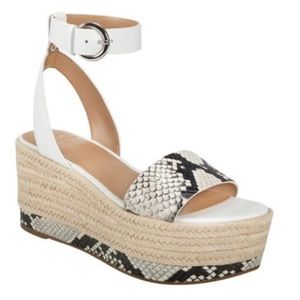 ⭐️ Marc Fisher Women Gigli Black White Snake Print Espadrille Sandal Siz…